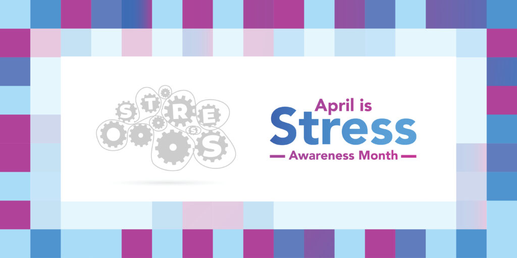 Stress Awareness Month background for banner design template celebrate in april. with turning gear symbols to represent efficient time and stress management.